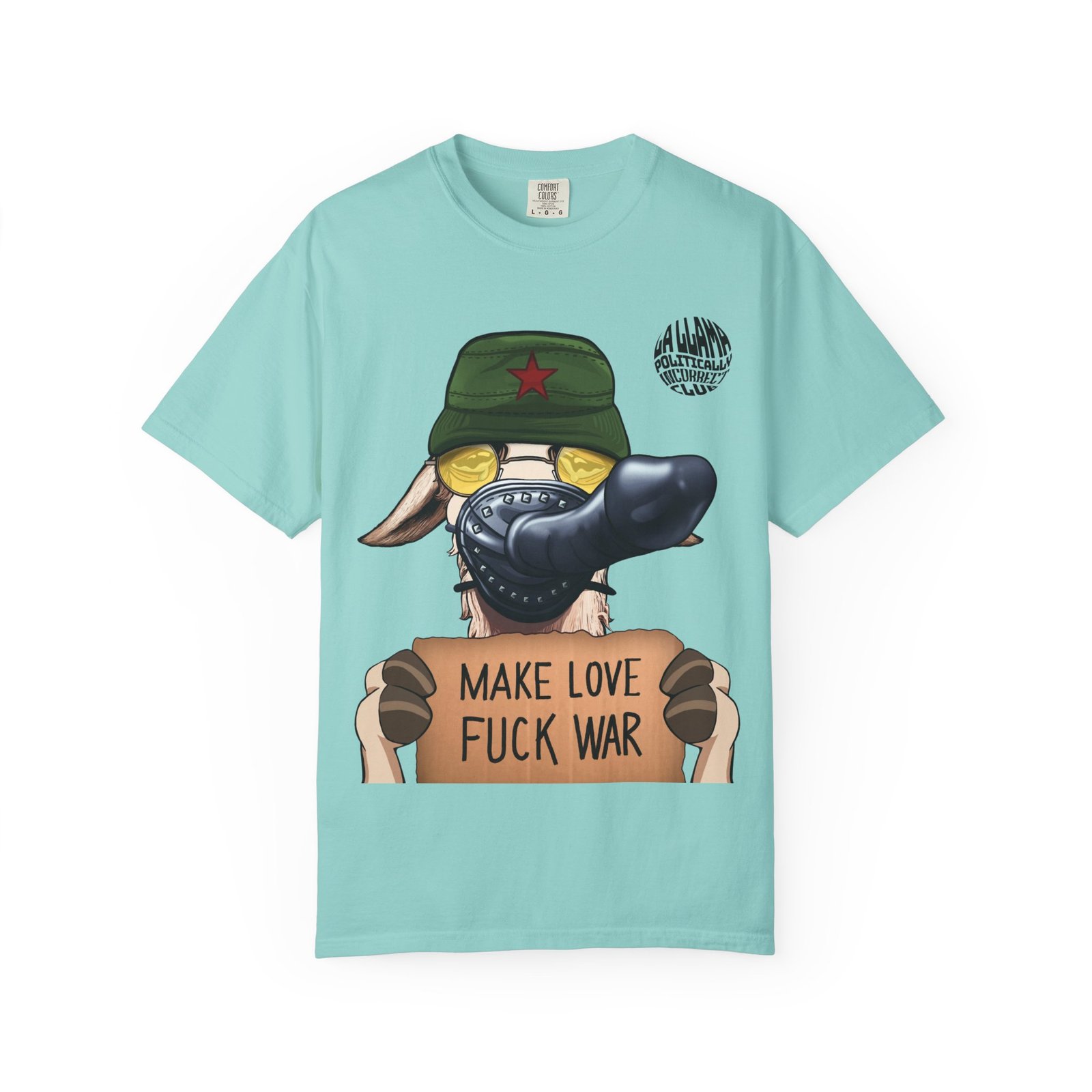 17027812332884031152_2048-1.jpeg T-Shirt — JP, the 'Make Love, F*** War' Llama - Image 1