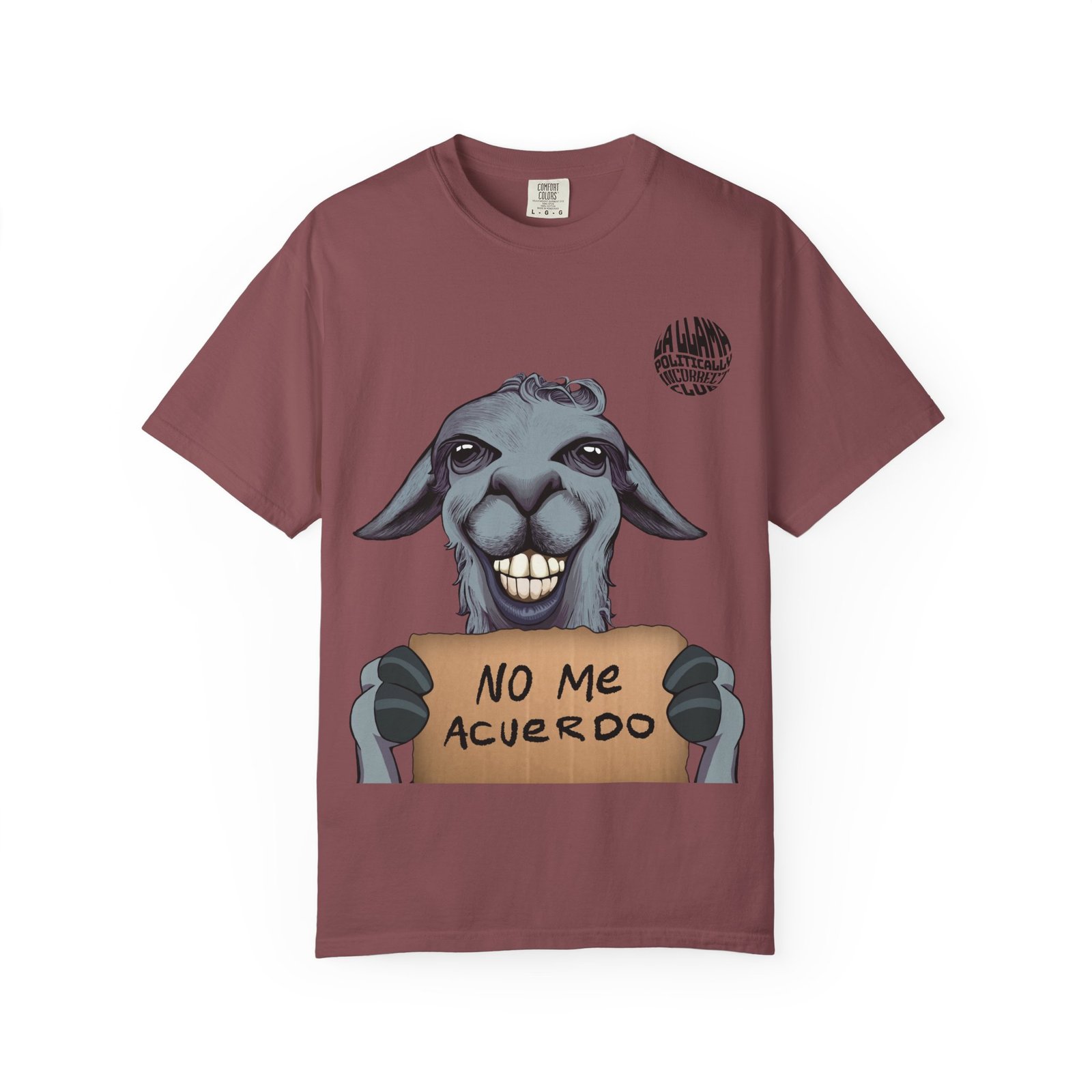3607530168871961888_2048.jpeg T-Shirt — Elizabeth, the "No Me Acuerdo' Llama - Image 1
