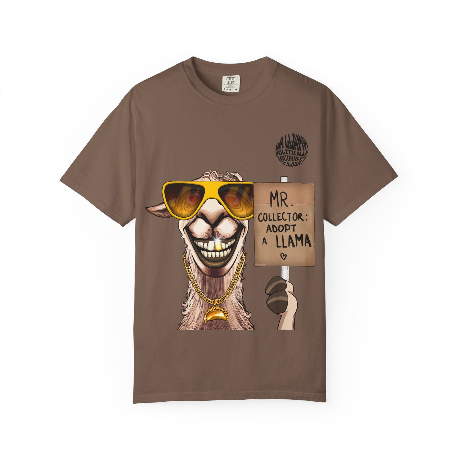 6346817038971311332_2048-1.jpeg T-Shirt — Shiboshi, the 'Adopt a Llama' salesman. - Image 1