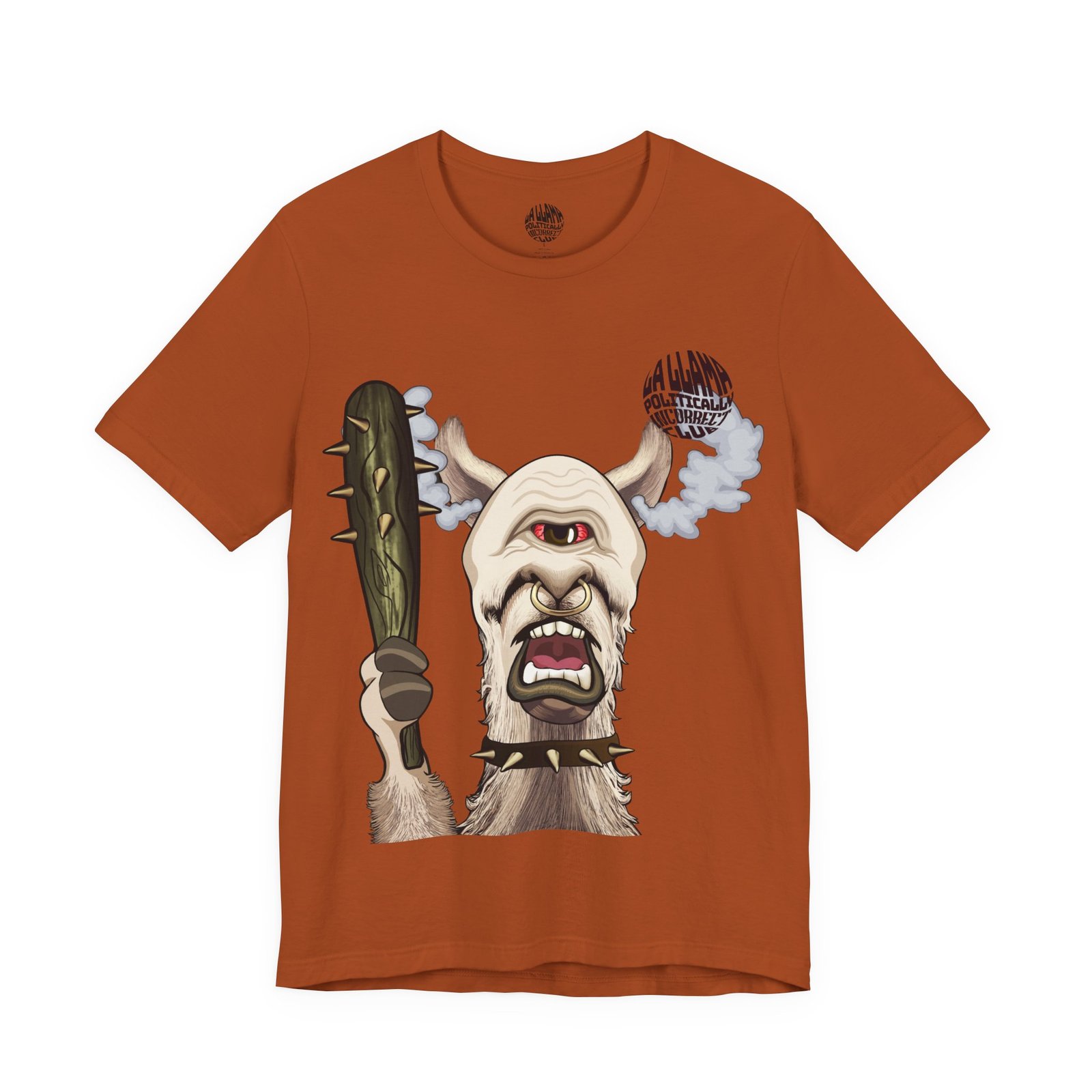 Mikey the I Identify as a Cis-Clops Llama gender parody t-shirt by La Llama Politically Incorrect Club