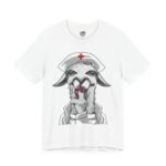 Red Cross Richie charity parody t-shirt with llama humanitarian design by La Llama Politically Incorrect Club