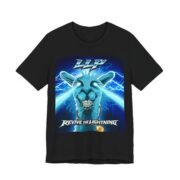 Revive the Lightning rock parody t-shirt with lightning-charged llama design by La Llama Politically Incorrect Club