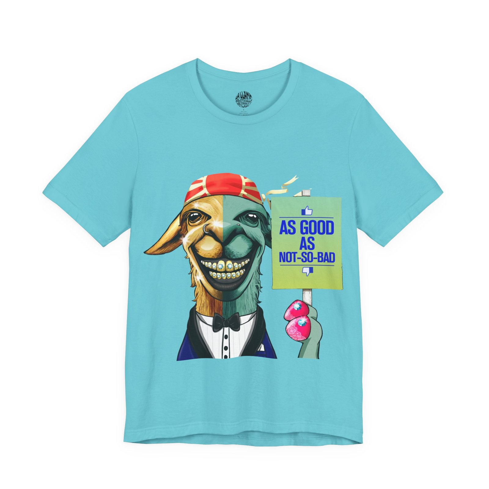 Obibau the As Good As Not-So-Bad Llama self deprecating humor t-shirt by La Llama Politically Incorrect Club