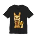 Bling Llama hip hop humor t-shirt with llama in gold chains by La Llama Politically Incorrect Club