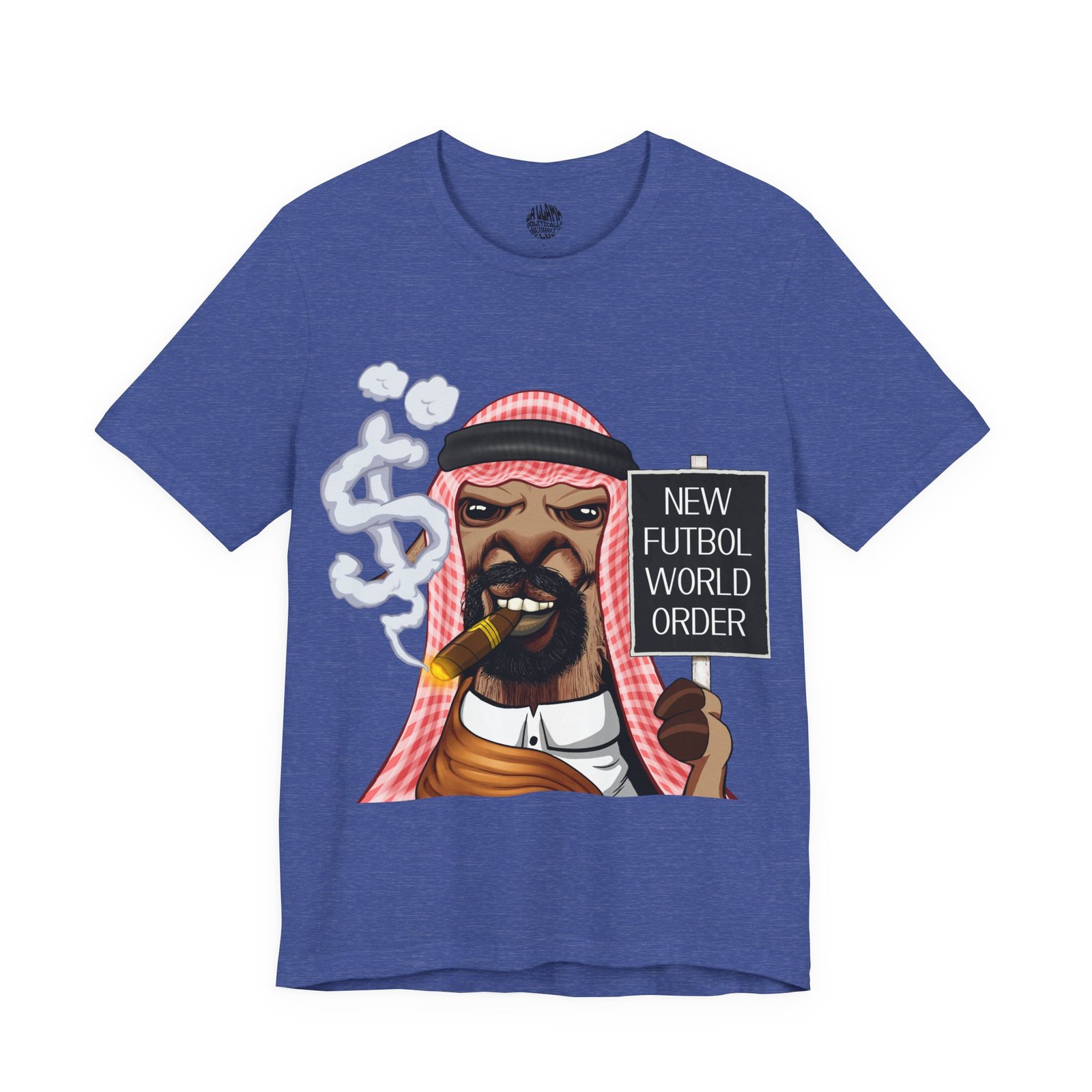 Sixthy the New Futbol World Order Llama soccer satire t-shirt by La Llama Politically Incorrect Club