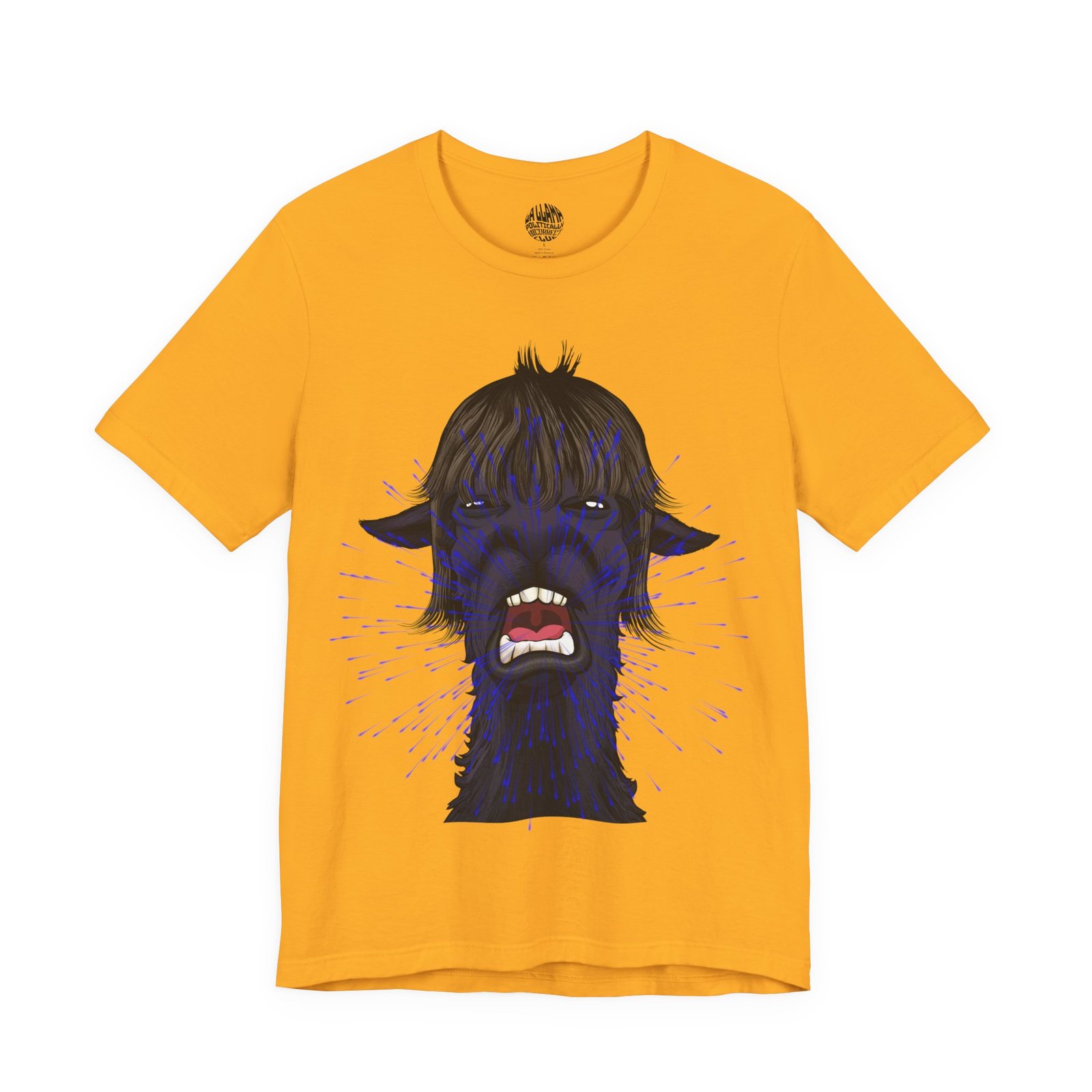 Spit It Out funny llama t-shirt with spitting llama design by La Llama Politically Incorrect Club