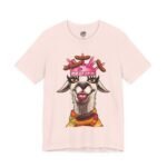 Funny polish sausage shirt in soft pink, La Llama design with a llama who never noticed why everyone listened so closely.