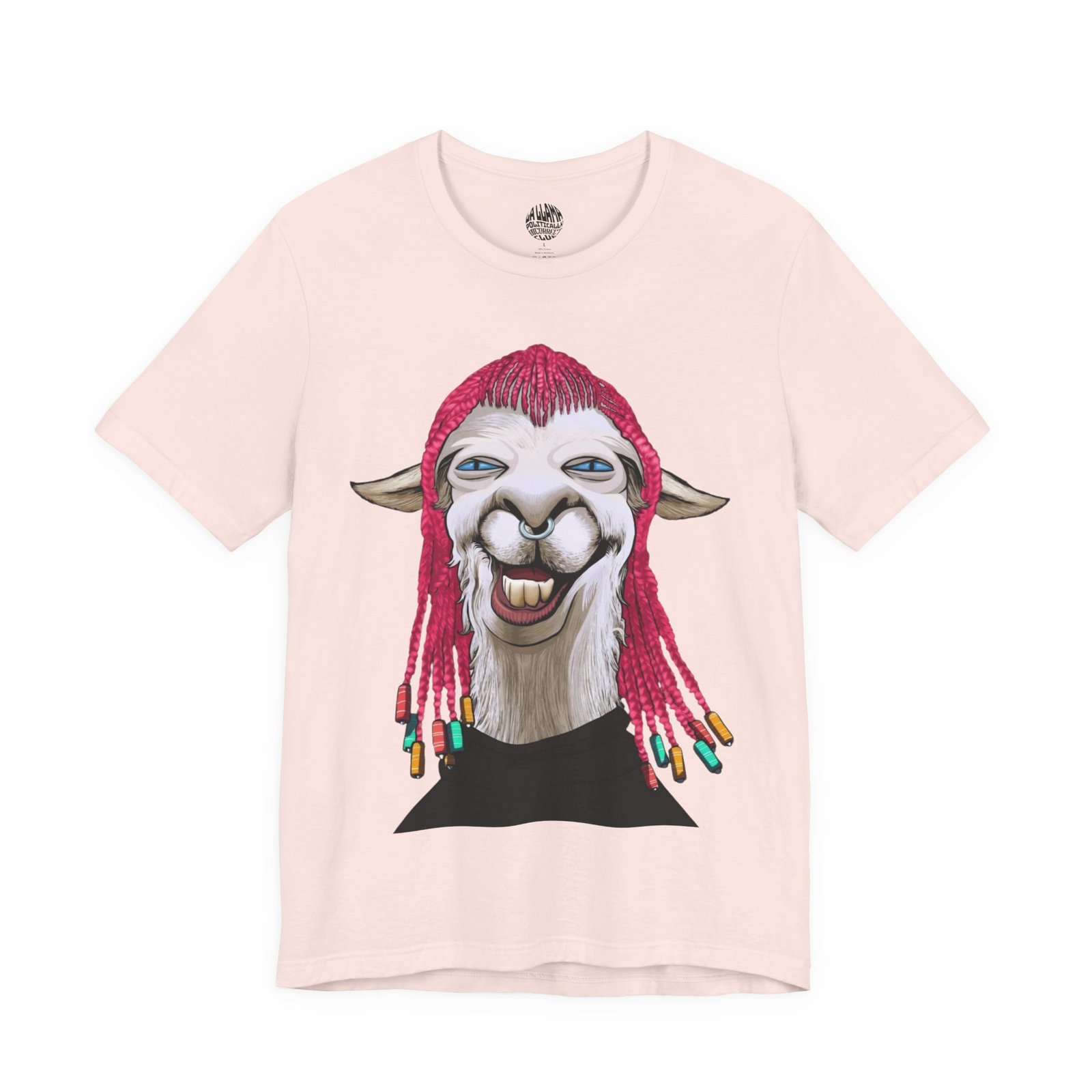 11397863345270401713_2048.jpeg Funny septum theory shirt in soft pink, La Llama design with a llama at the bar who spotted the ring and confirmed the theory by midnight.