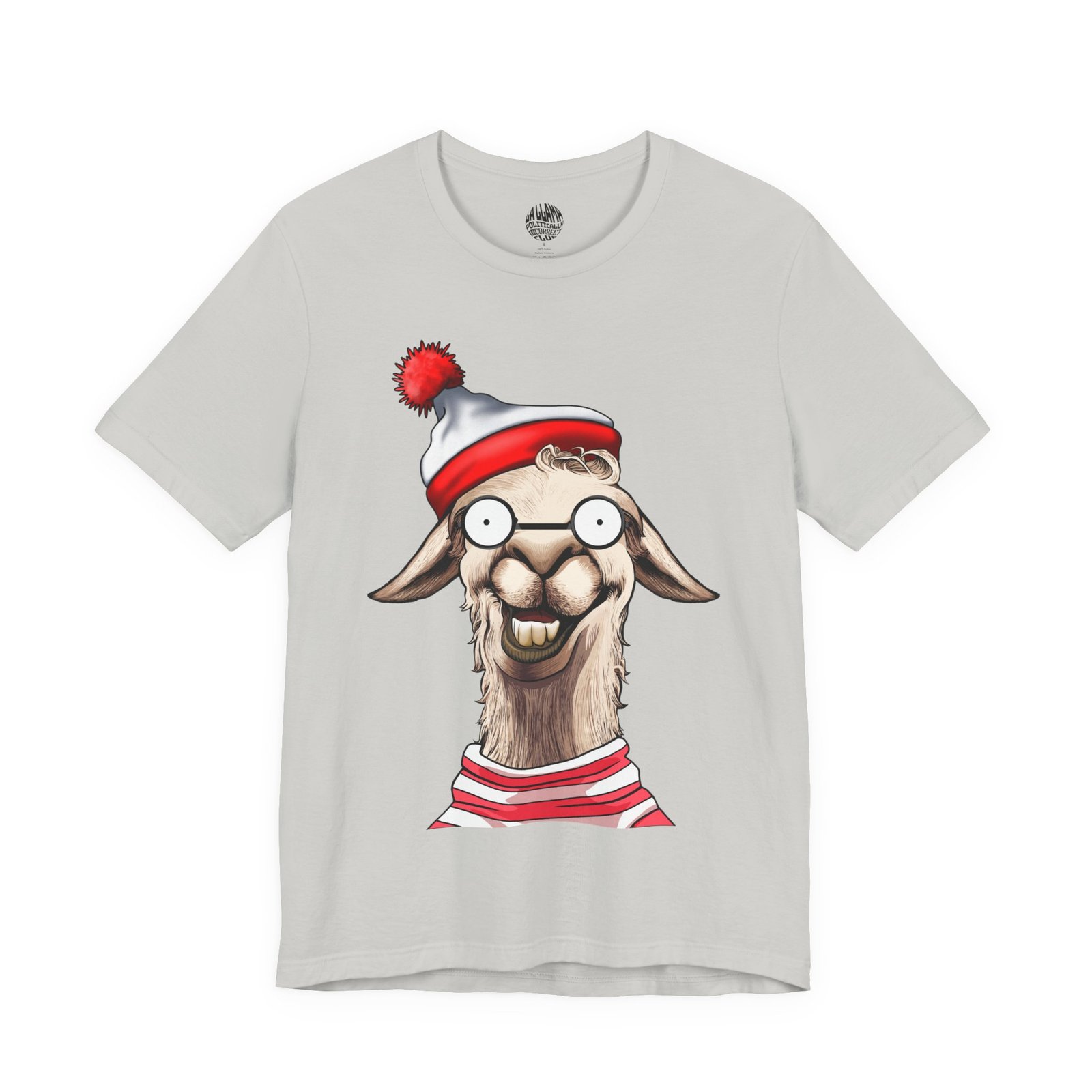 Funny retard friend shirt in silver, La Llama Politically Incorrect Club design, llama whose best friend has been getting lost since the day they met.