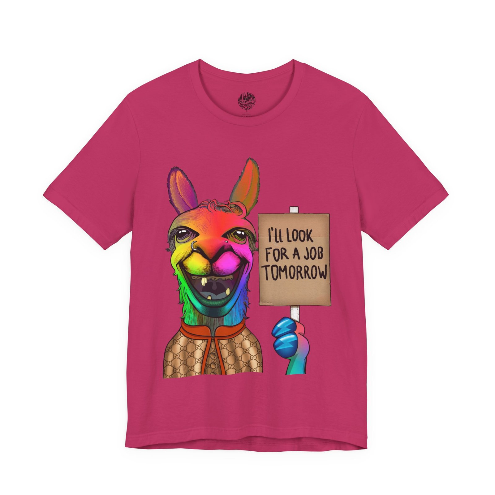 Brian the I'll Look For A Job Tomorrow Llama funny lazy humor t-shirt by La Llama Politically Incorrect Club