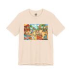 Florida vacation shirt in turquoise, La Llama design with a llama on the sand who arrived in Florida on a Tuesday and never left.